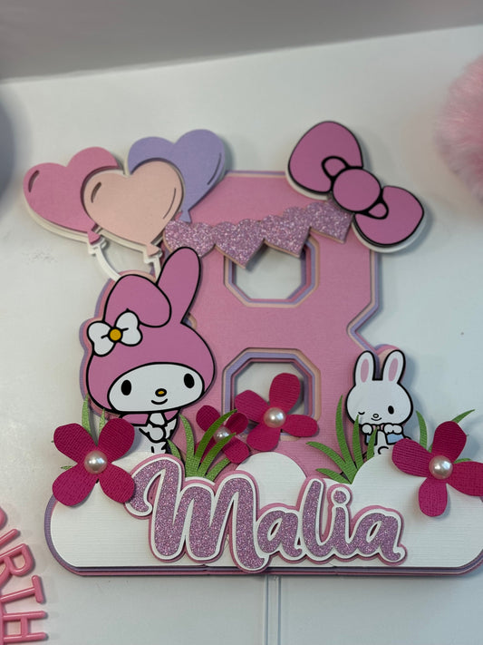 My Melody cake topper - Cinnamonroll birthday cake topper - My melody rolls party - Cinnamon girls cake topper