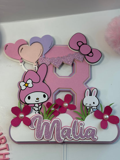 My Melody cake topper - Cinnamonroll birthday cake topper - My melody rolls party - Cinnamon girls cake topper